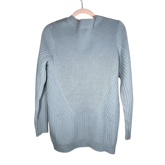 Athleta Teton V Neck Sweater‎ Women Small BLUE Heavy Knit Cotton Pullover - Picture 4 of 11